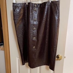 Rachel Comey x Target brown faux leather croc embossed plus size a line skirt